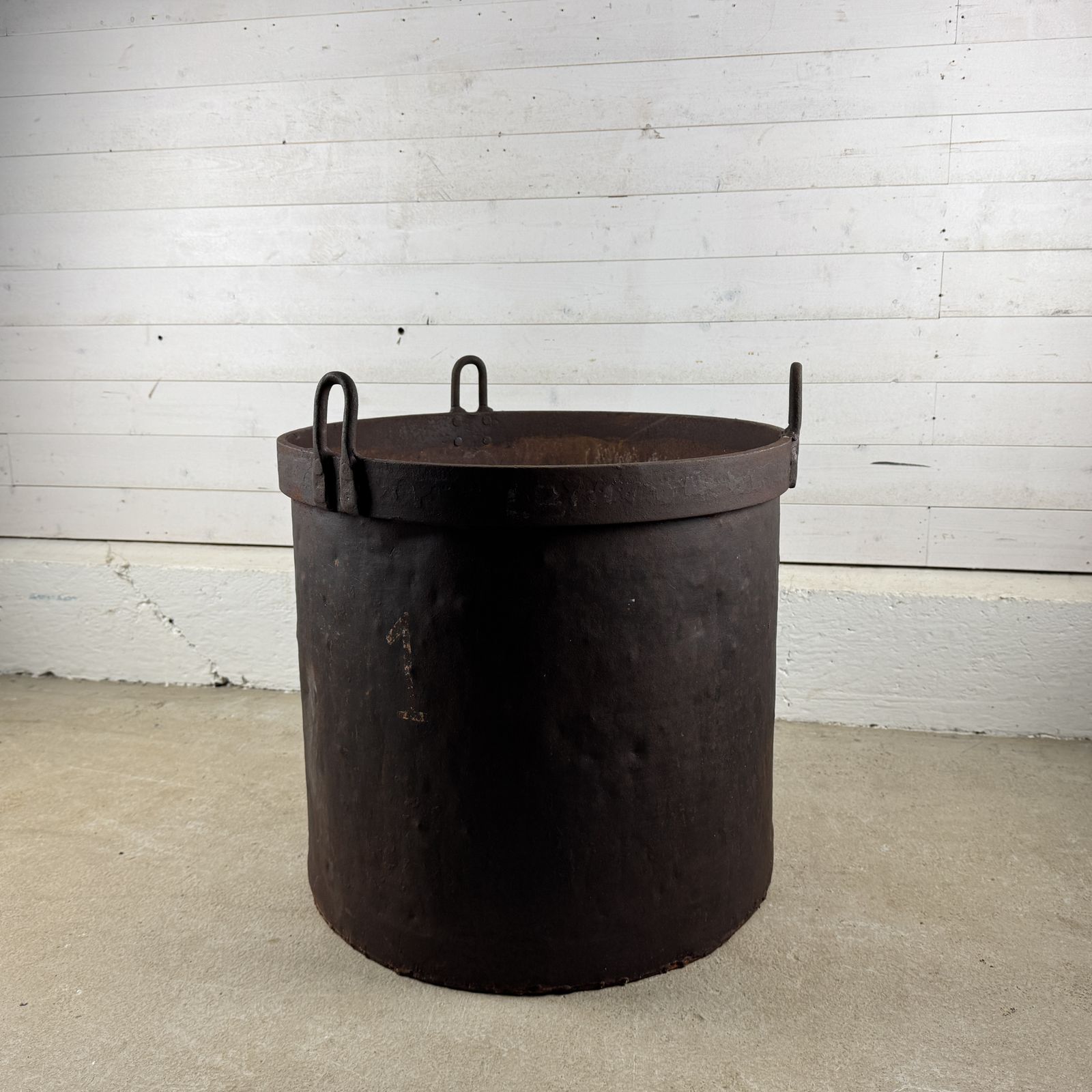 Vintage Reclaimed Steel Factory Pot Planter