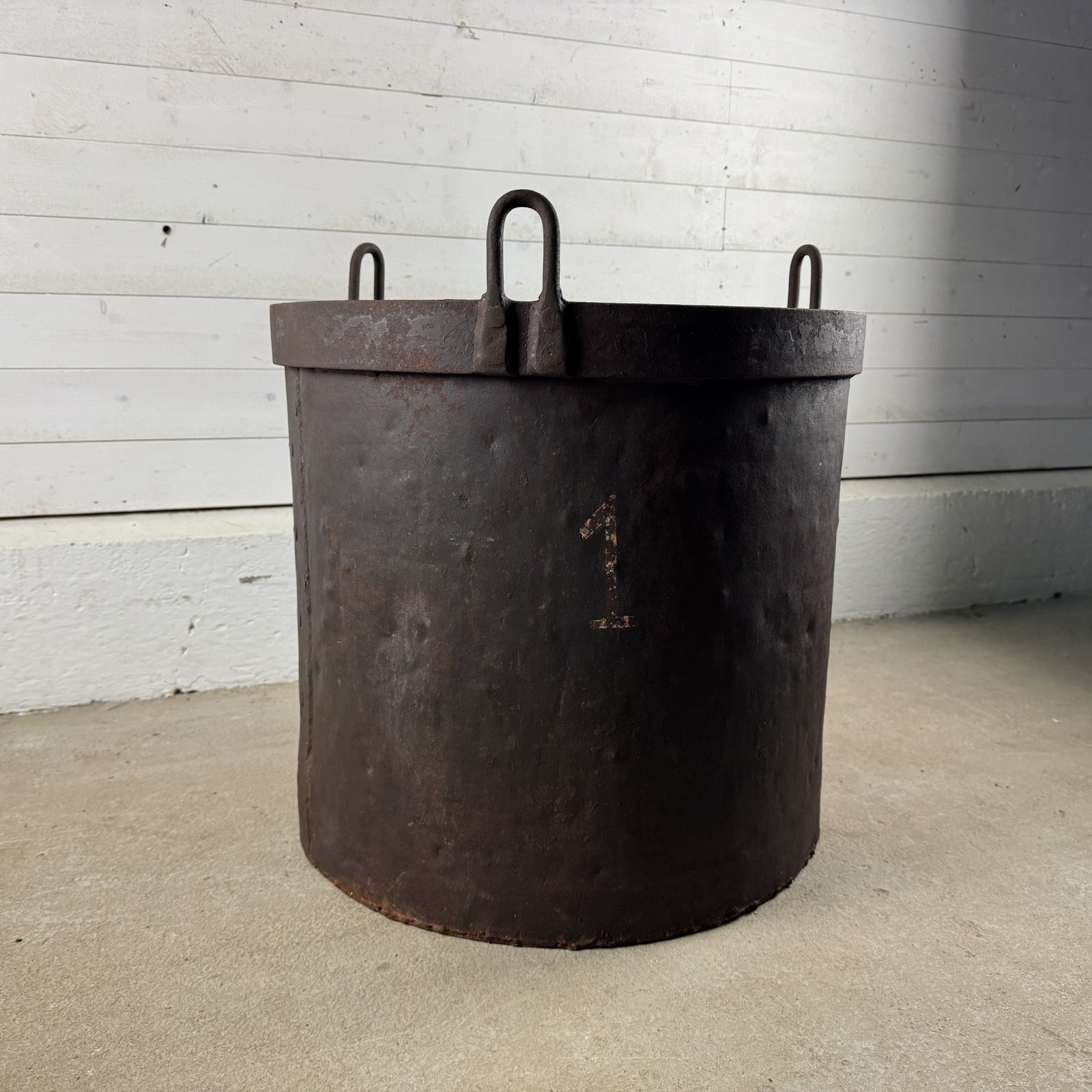 Vintage Reclaimed Steel Factory Pot Planter photo furniture