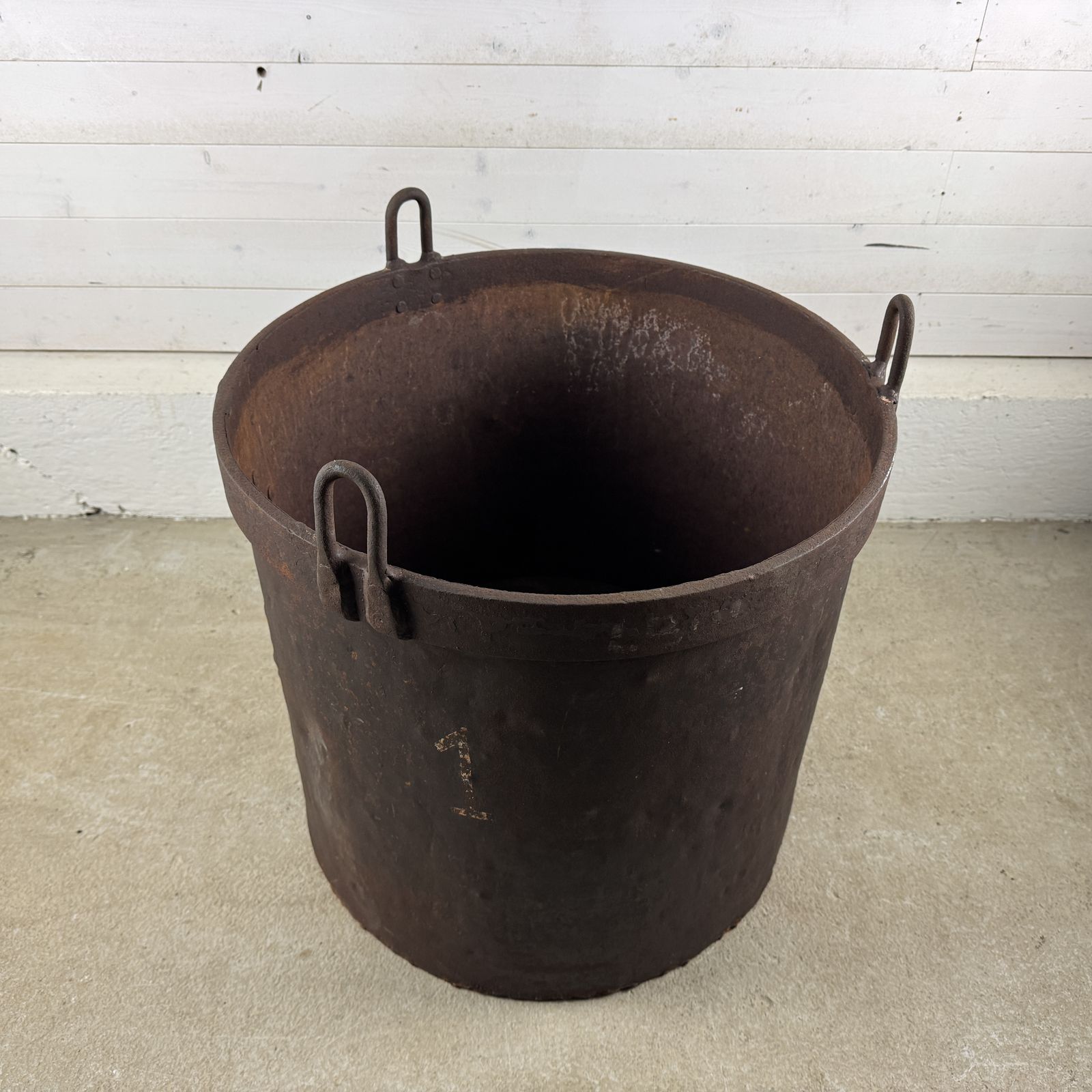Vintage Reclaimed Steel Factory Pot Planter photo for sale