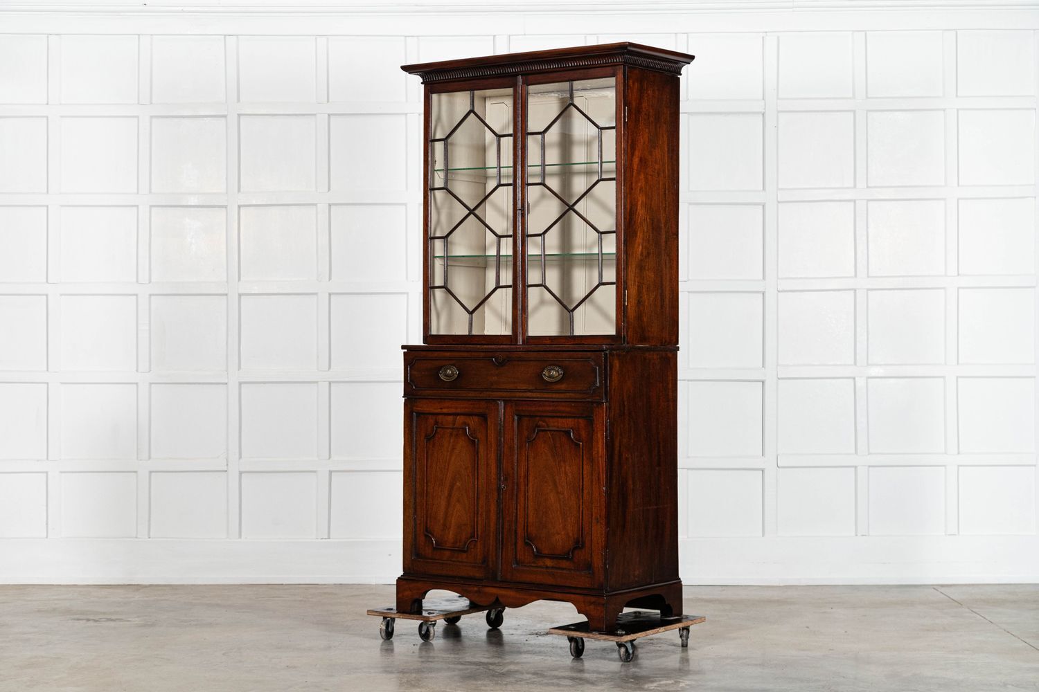 George III English Mahogany Glazed Bookcase Secretaire photo Furniture