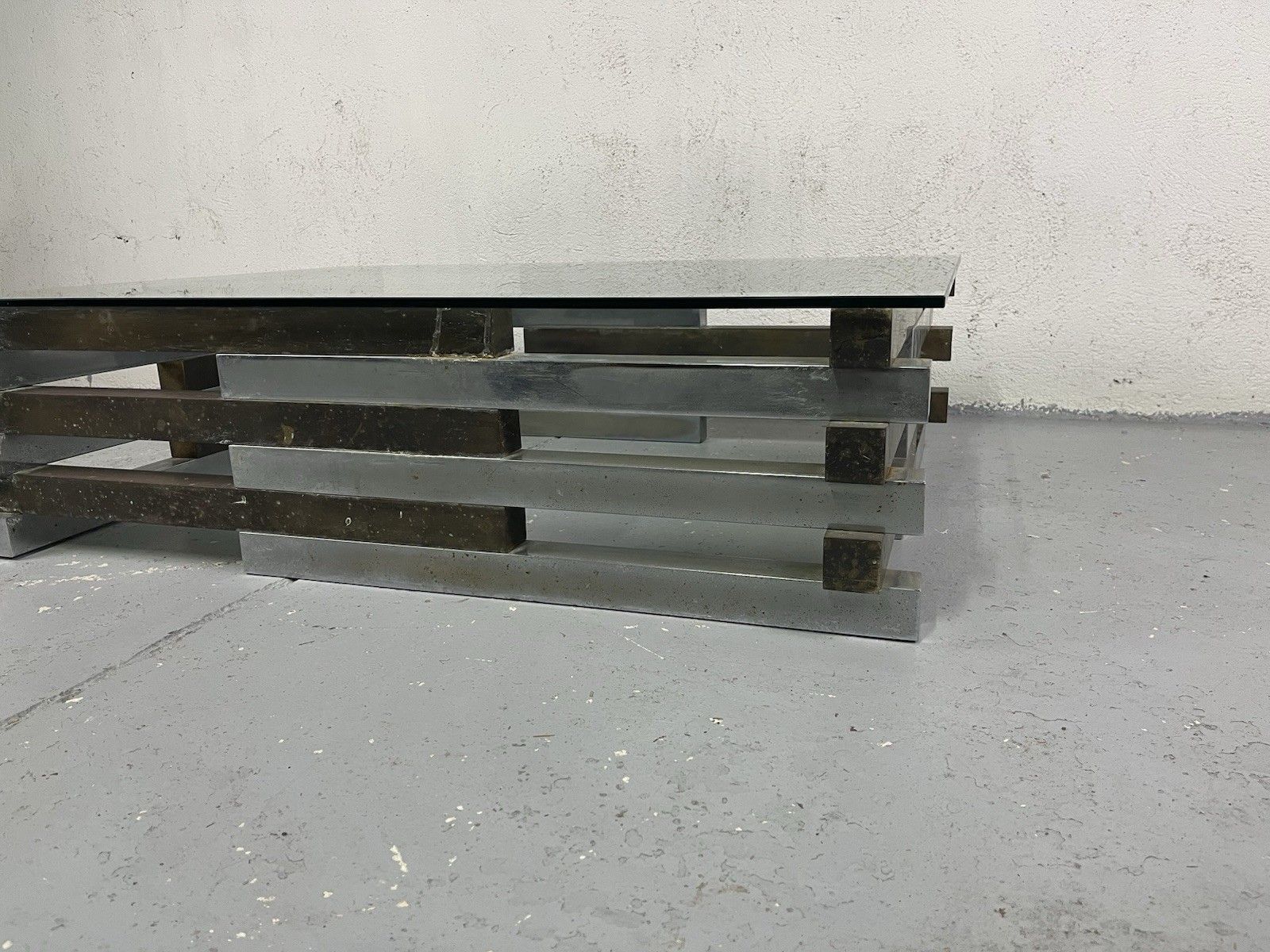 Romeo Rega 70’s Vintage Design Brass Steel Coffee Table photo 695.0
