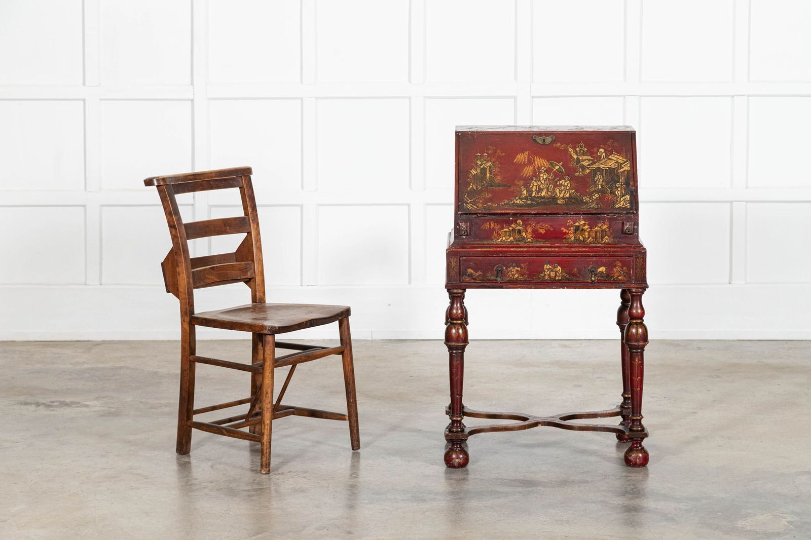 English Decorative Chinoiserie Bureau Writing Desk photo vinterior