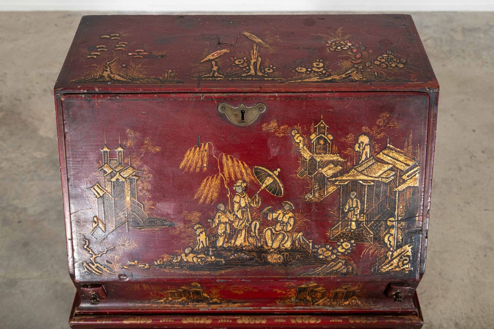 Furniture English Decorative Chinoiserie Bureau Writing Desk photo