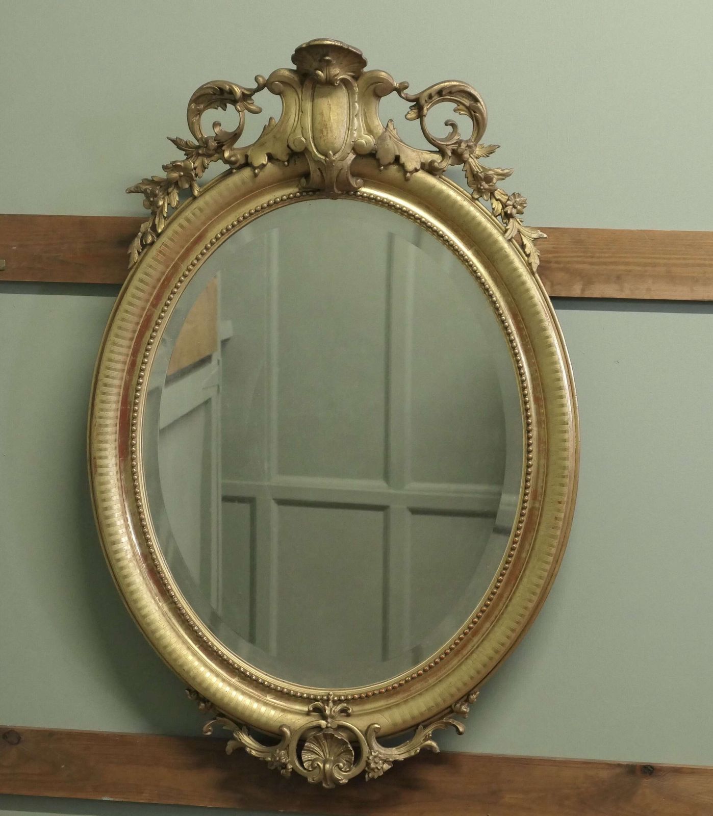 A Very Large French Rococo Oval Gilt Wall Mirror photo Home Decor
