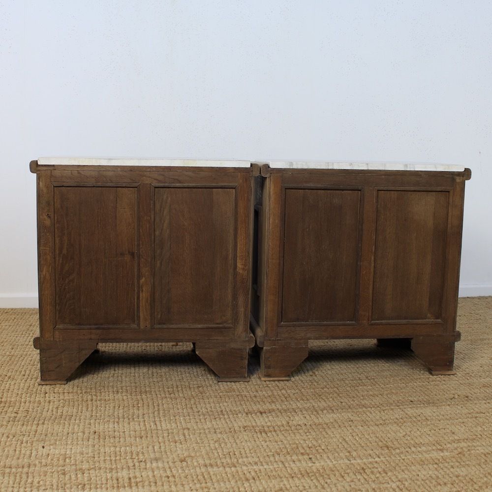 Pair Of Art Deco Oak Bedside Cabinets With Marble Tops photo Furniture