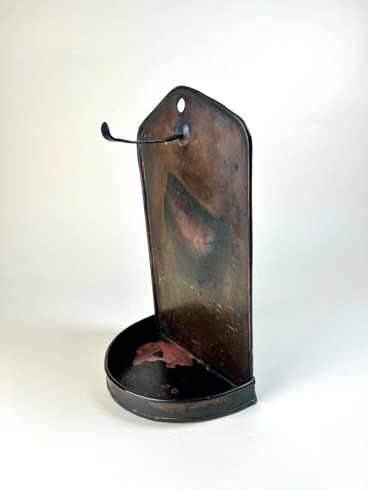 Vintage Copper Wall Sconce Shelf | Primitive Folk Art Religious Decor | Handcrafted Home Accent | Primitive Religious Altar