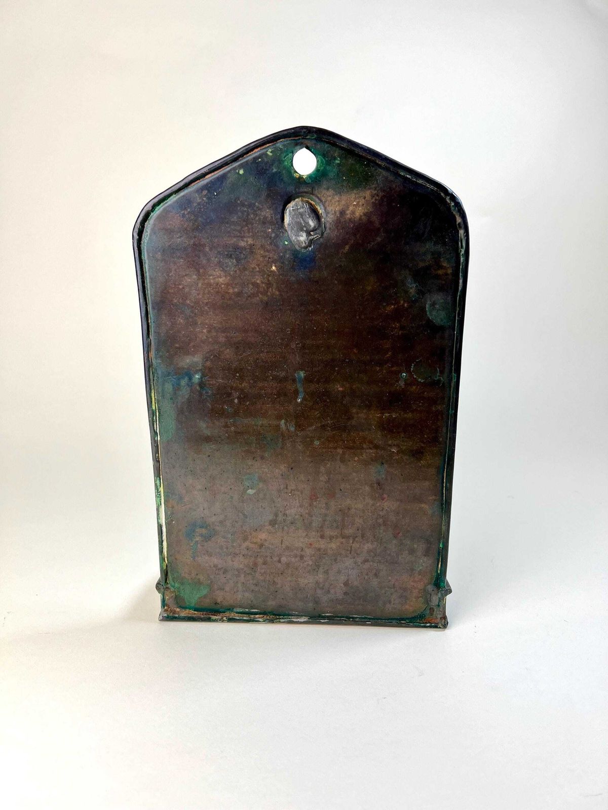 Vintage Copper Wall Sconce Shelf | Primitive Folk Art Religious Decor | Handcrafted Home Accent | Primitive Religious Altar photo vinterior