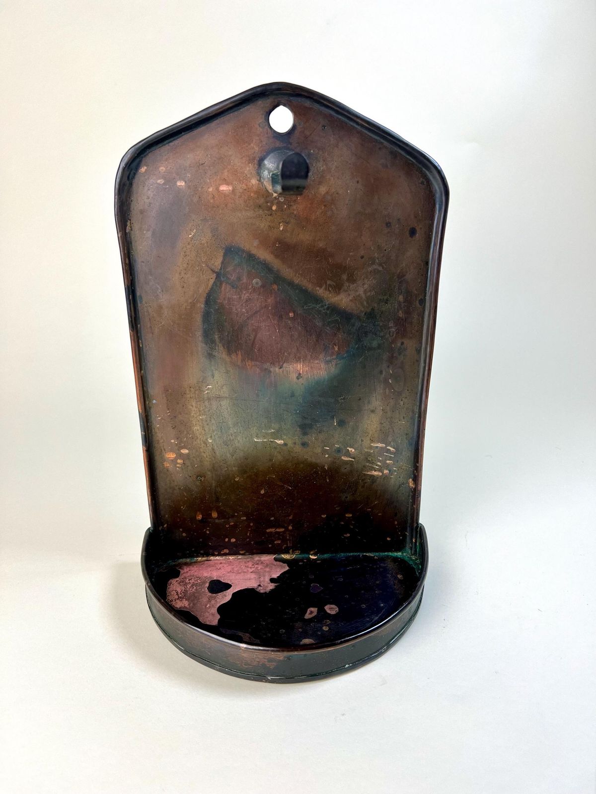 photo furniture Vintage Copper Wall Sconce Shelf | Primitive Folk Art Religious Decor | Handcrafted Home Accent | Primitive Religious Altar