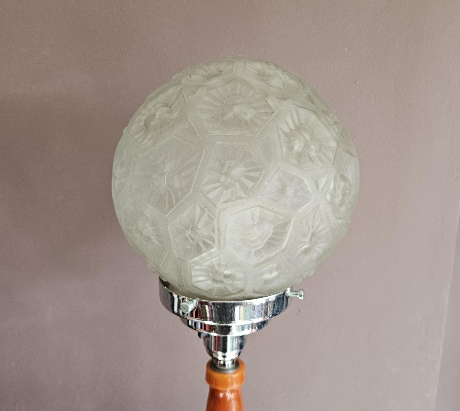 Art Deco Table Lamp Amber Phenolic And Chrome photo furniture
