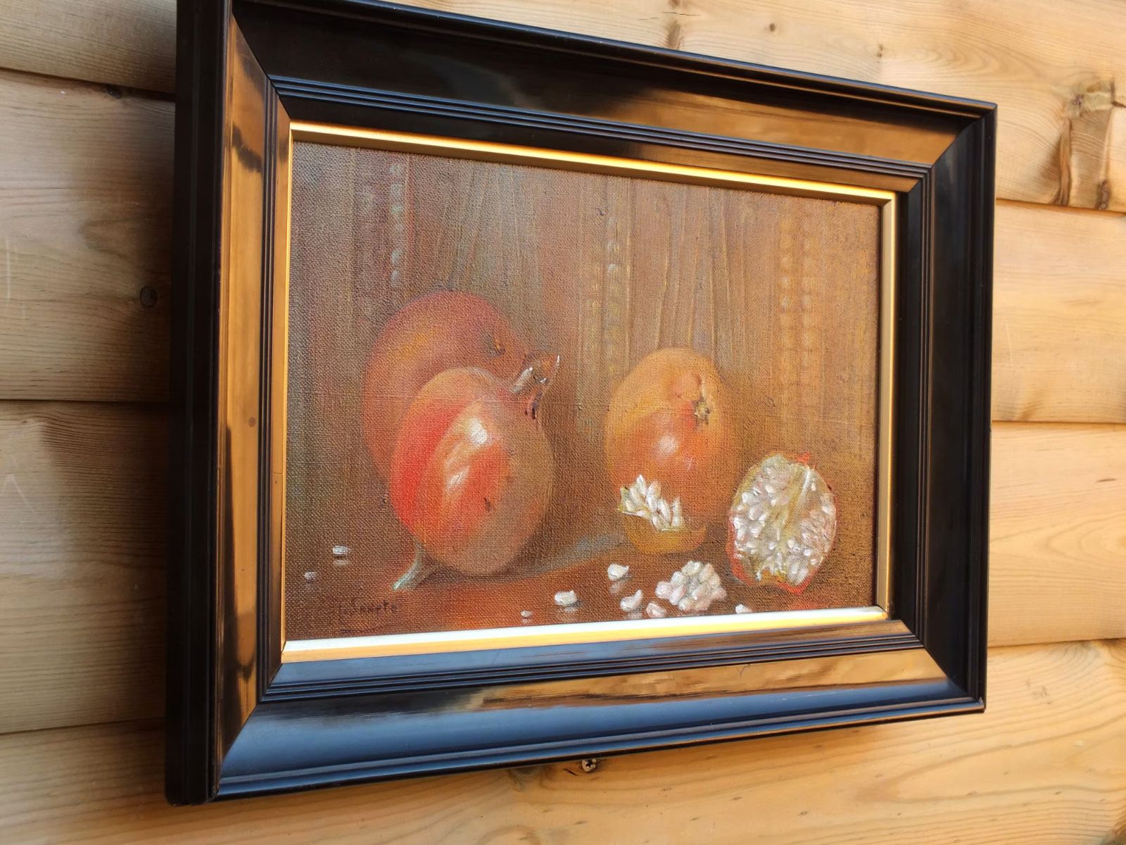 Antique Victorian Framed  Still Life Fruit Pomegranate Original Oil Painting photo buy
