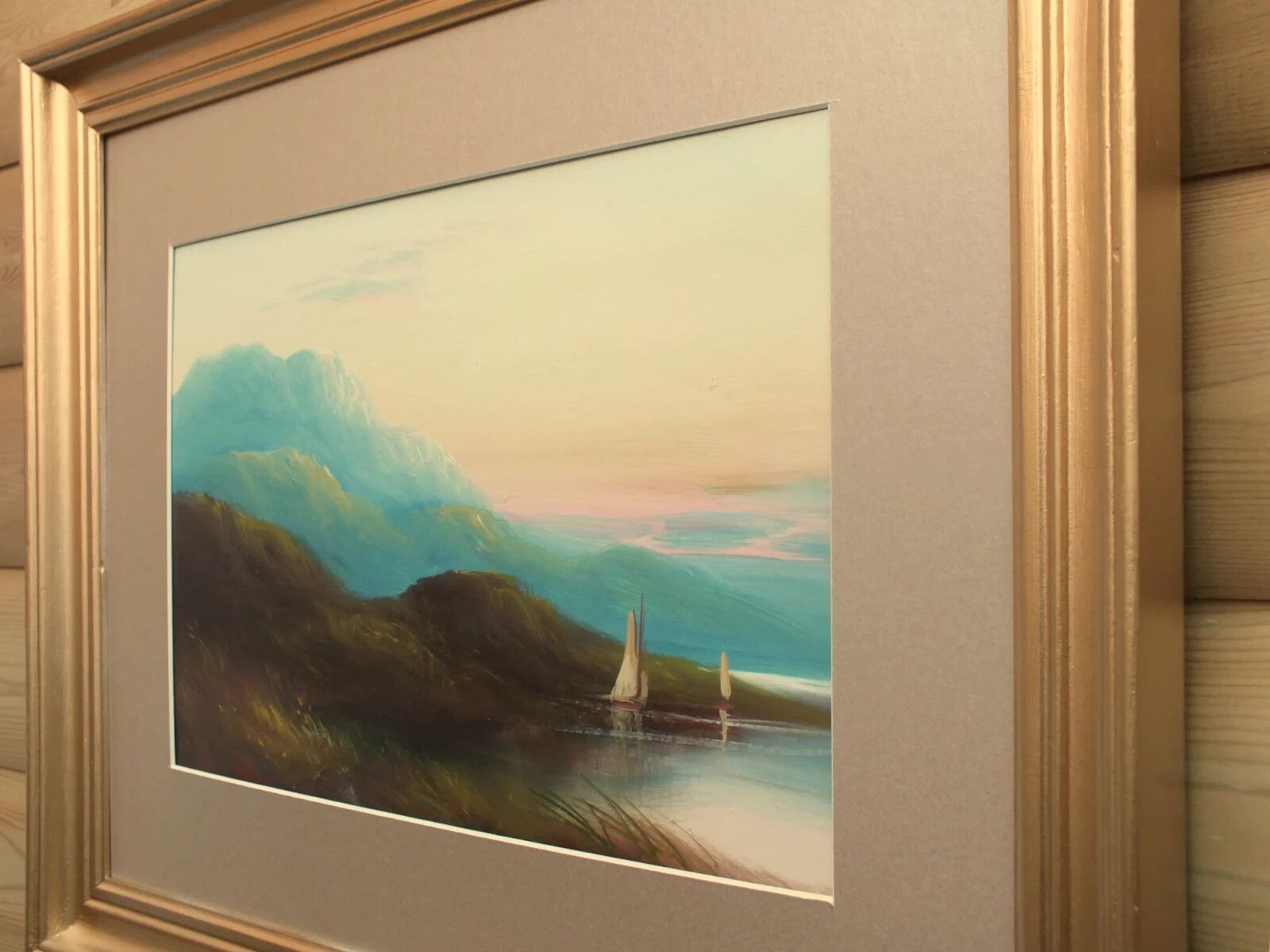 Antique Victorian Oil Mountain Sunset Lake  District Landscape Painting Framed photo buy
