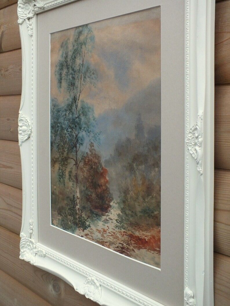 Antique Vintage Watercolour Painting Landscape Framed Original New Swept Frame photo 199.0