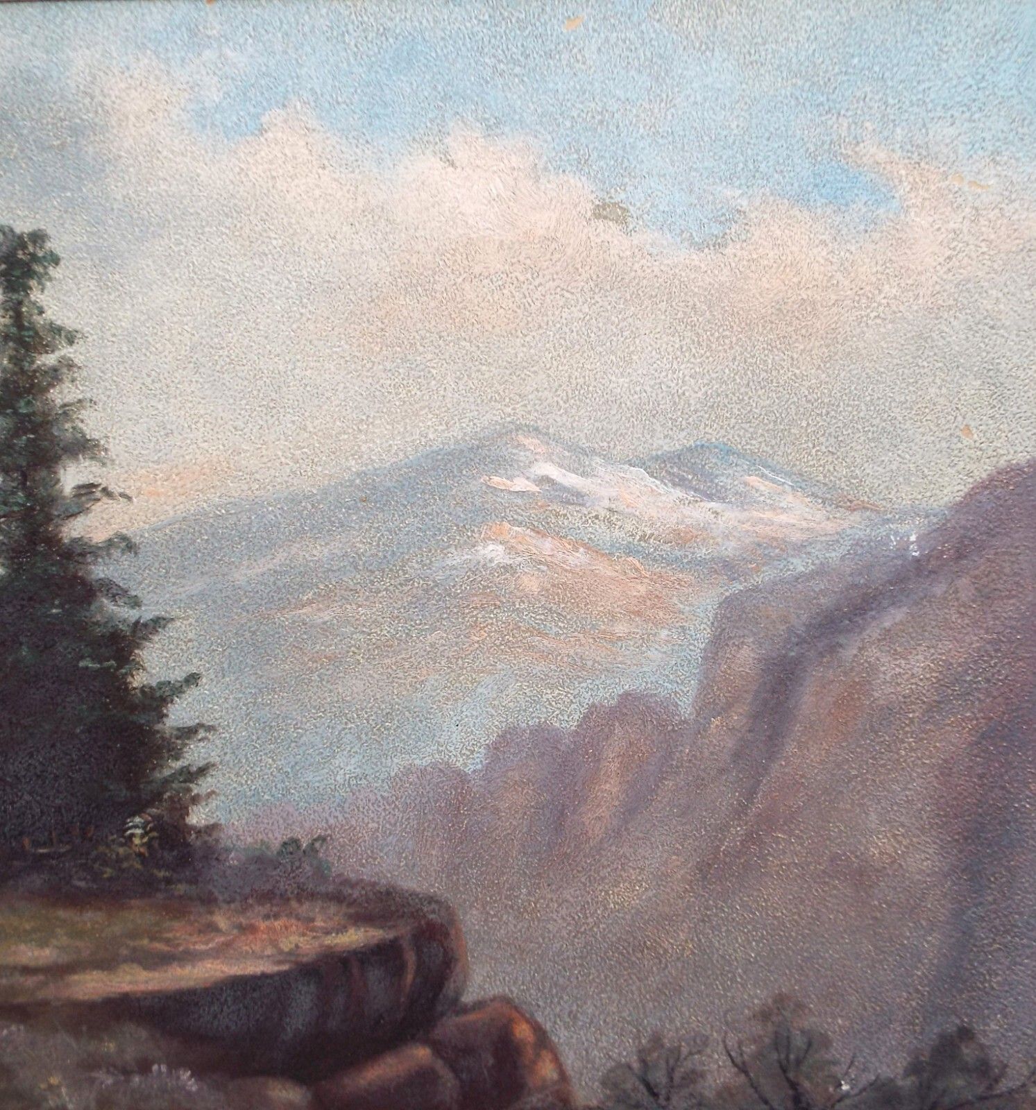 Antique Framed Landscape Original Oil Painting Switzerland Austria Alps photo buy