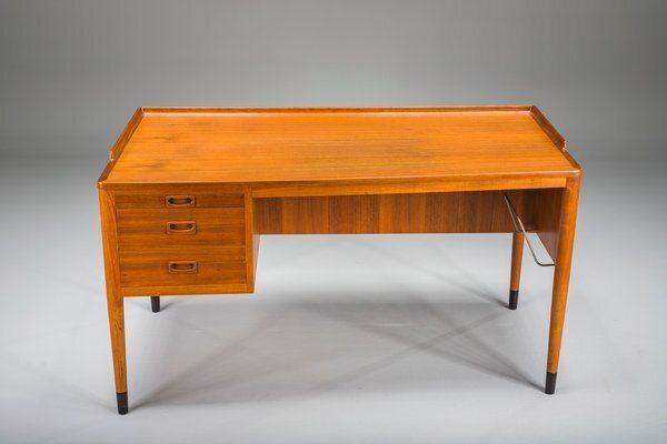 Furniture Scandinavian Modern Teak Writing Desk Attributed To H. Brockmann Petersen For Poul M. Jessen, 1960s photo