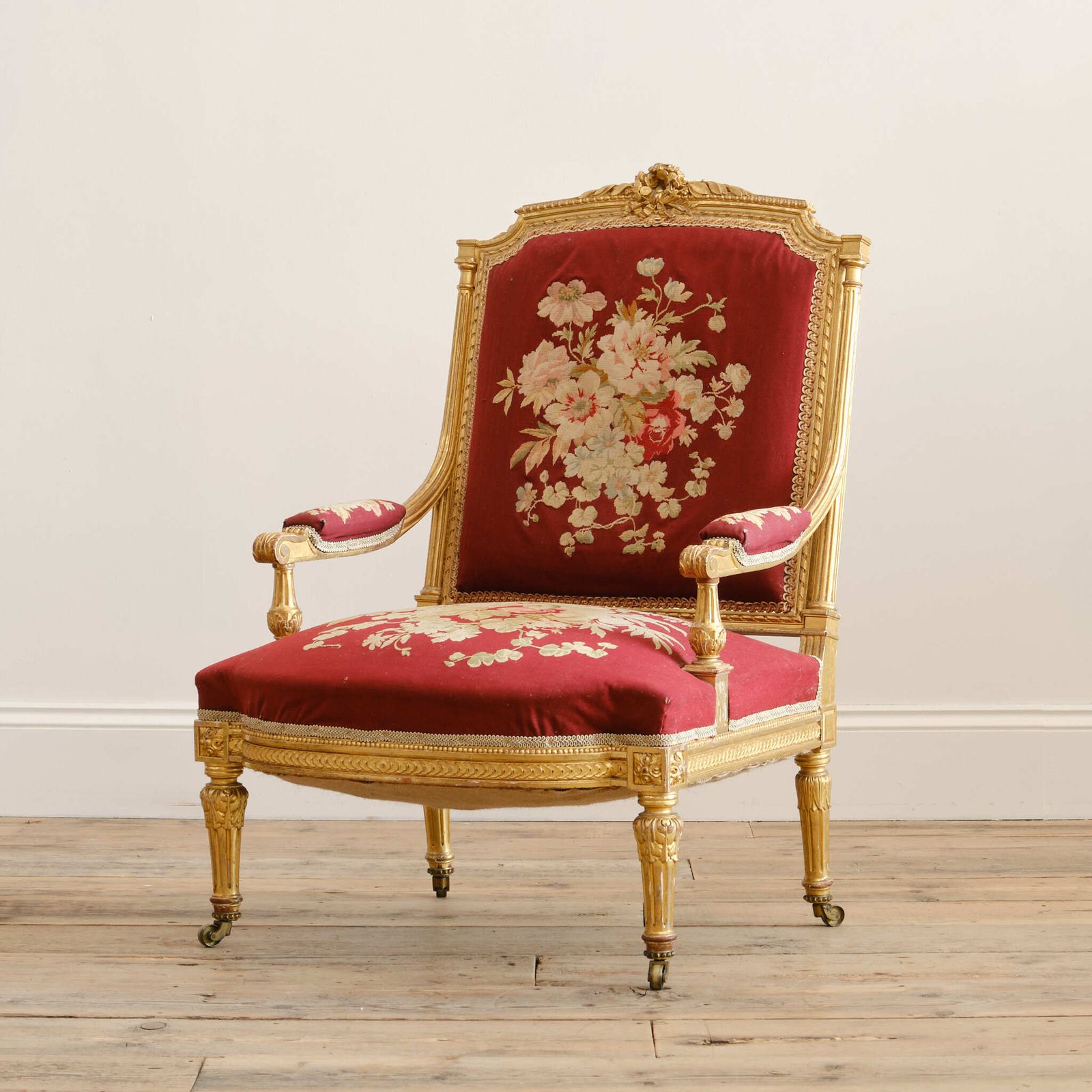 19th Century Carved Giltwood Armchair Att' Holland & Sons photo vintage