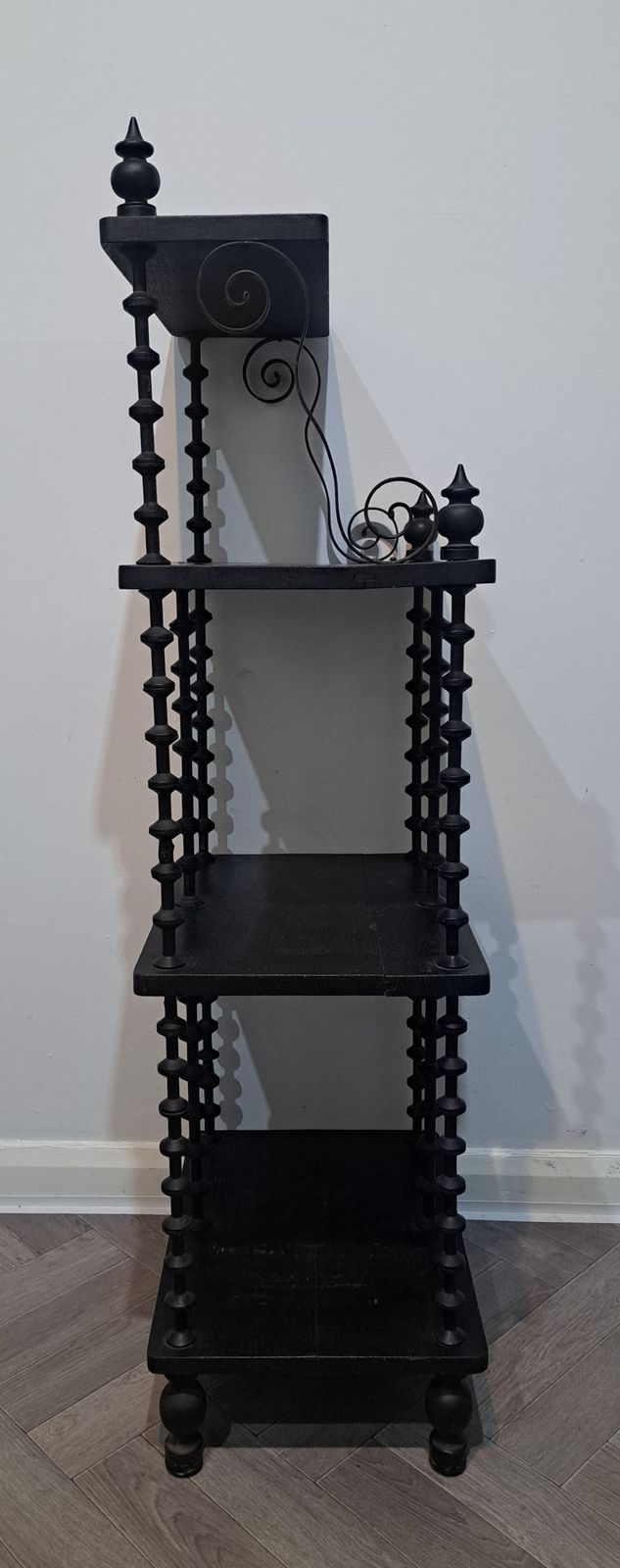 French Napoleon III Ebonised Bobbin Etergere Stand photo 395.0