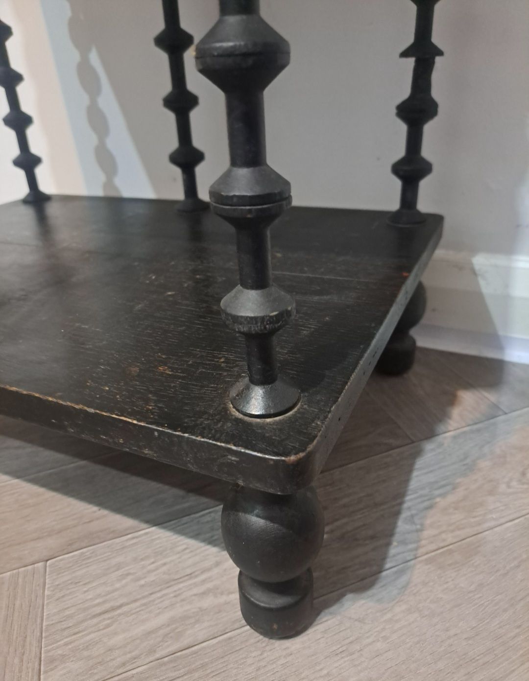 French Napoleon III Ebonised Bobbin Etergere Stand photo vintage