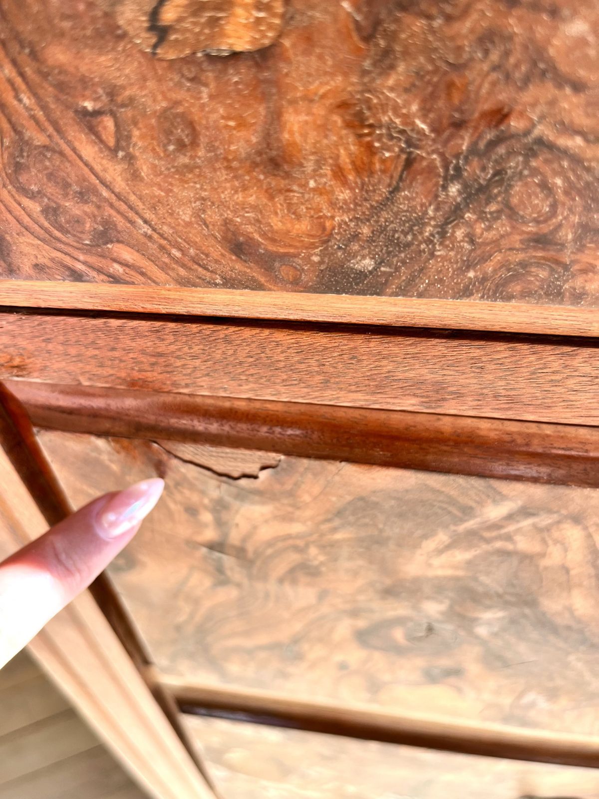 Vintage Hardwood Chest Of Drawers On Wheels With Walnut Veneer photo vintage