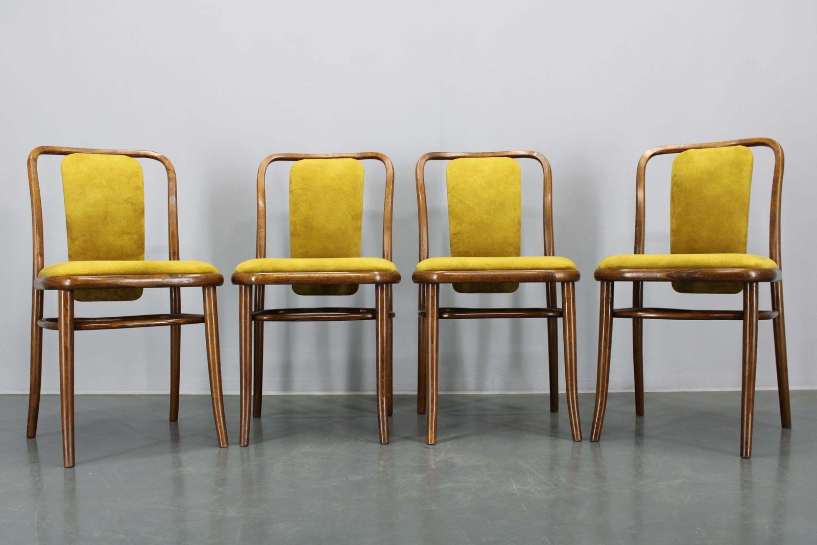 1970s Set Of Four Restored Beech Bentwood Dining Chairs By Ton, Czechoslovakia photo furniture