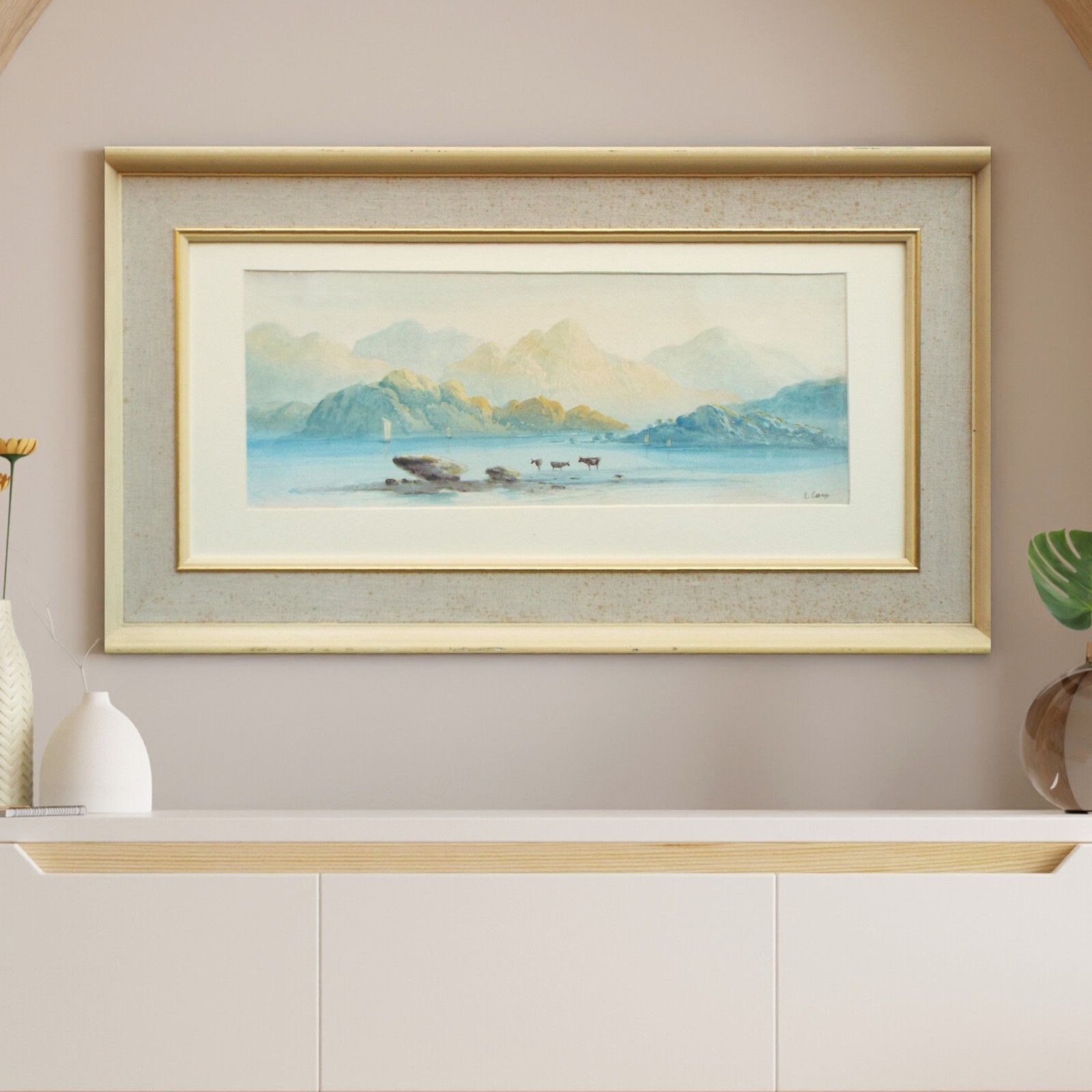 Victorian Watercolour, Framed Original Painting The Lake District By Edwin Earp