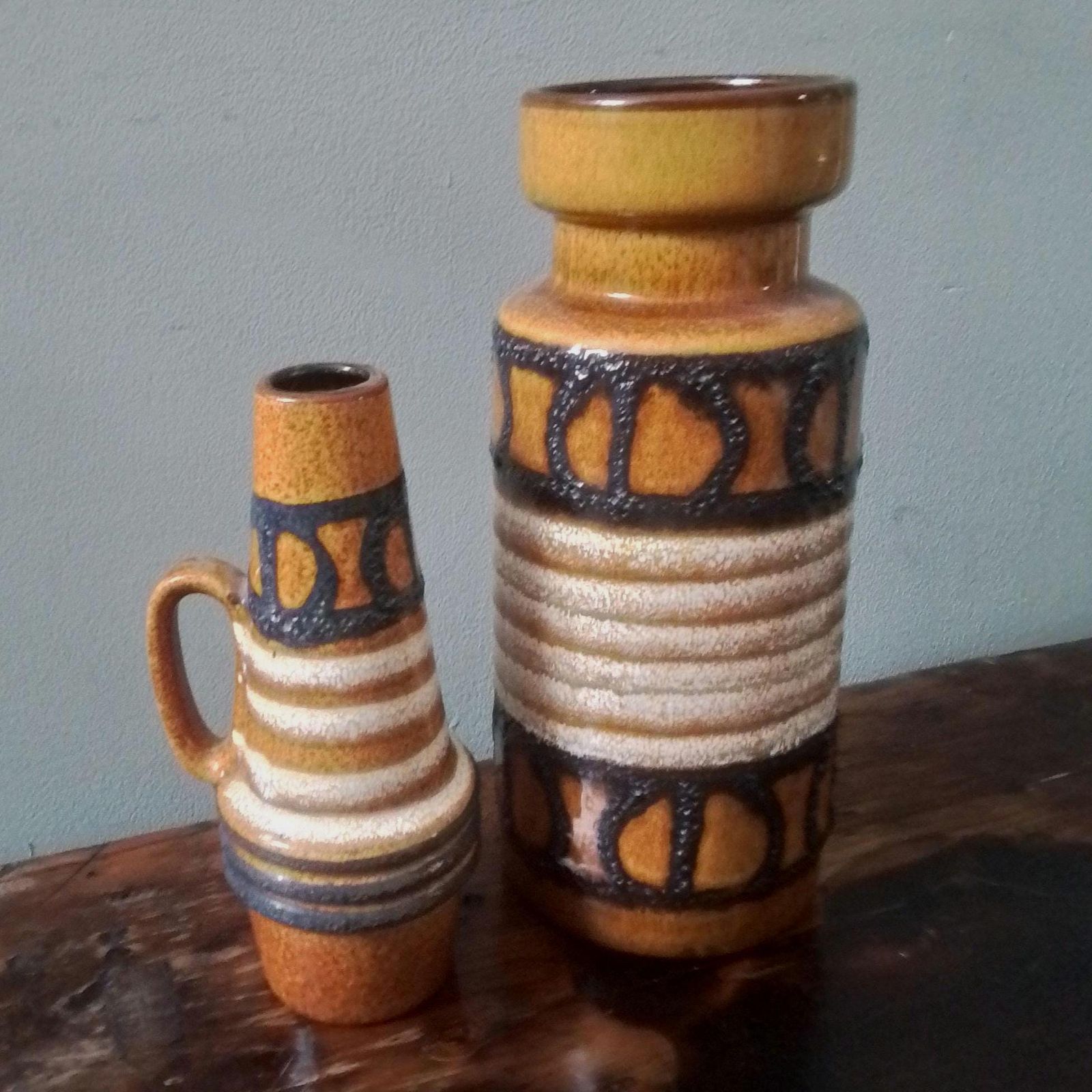 German Matching Set Of Ceramic Vases, Ceramic Vase, Mid Century Vases photo for sale