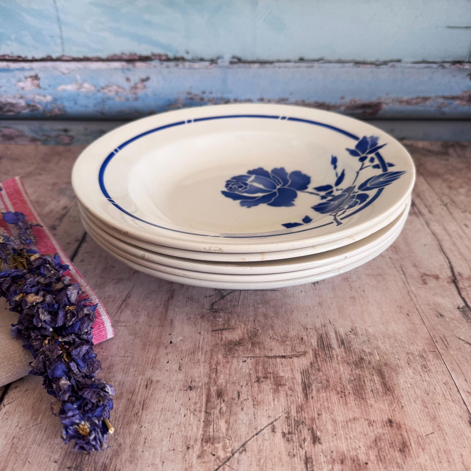 Set Of 5 French Vintage Ceramic Bowls photo vinterior