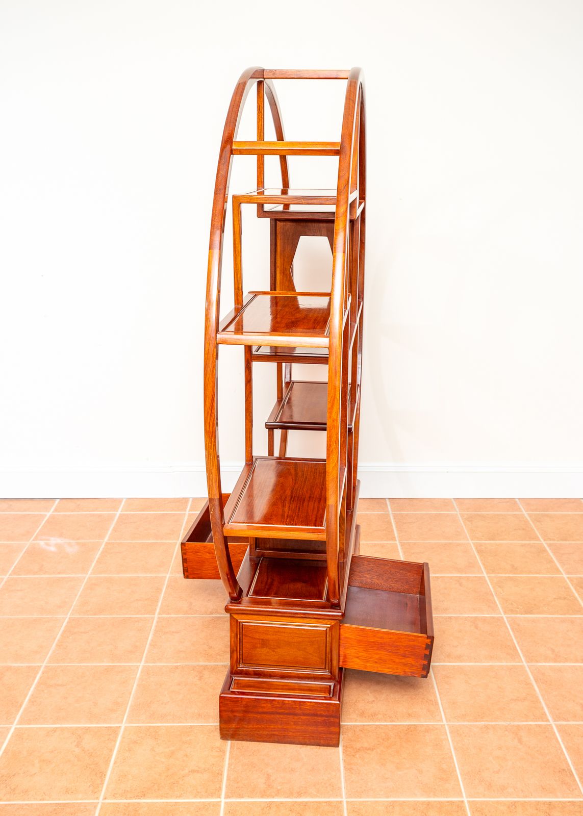 Fine Chinese Display Stand Shelves Bookcase Oriental Circular Large Shelving Room Divider Eastern Moon Gate Mingei Jumu Asian Zen photo 4500.0