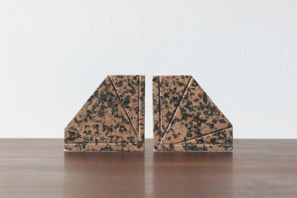 Art Deco Granite Bookends, Set Of 2