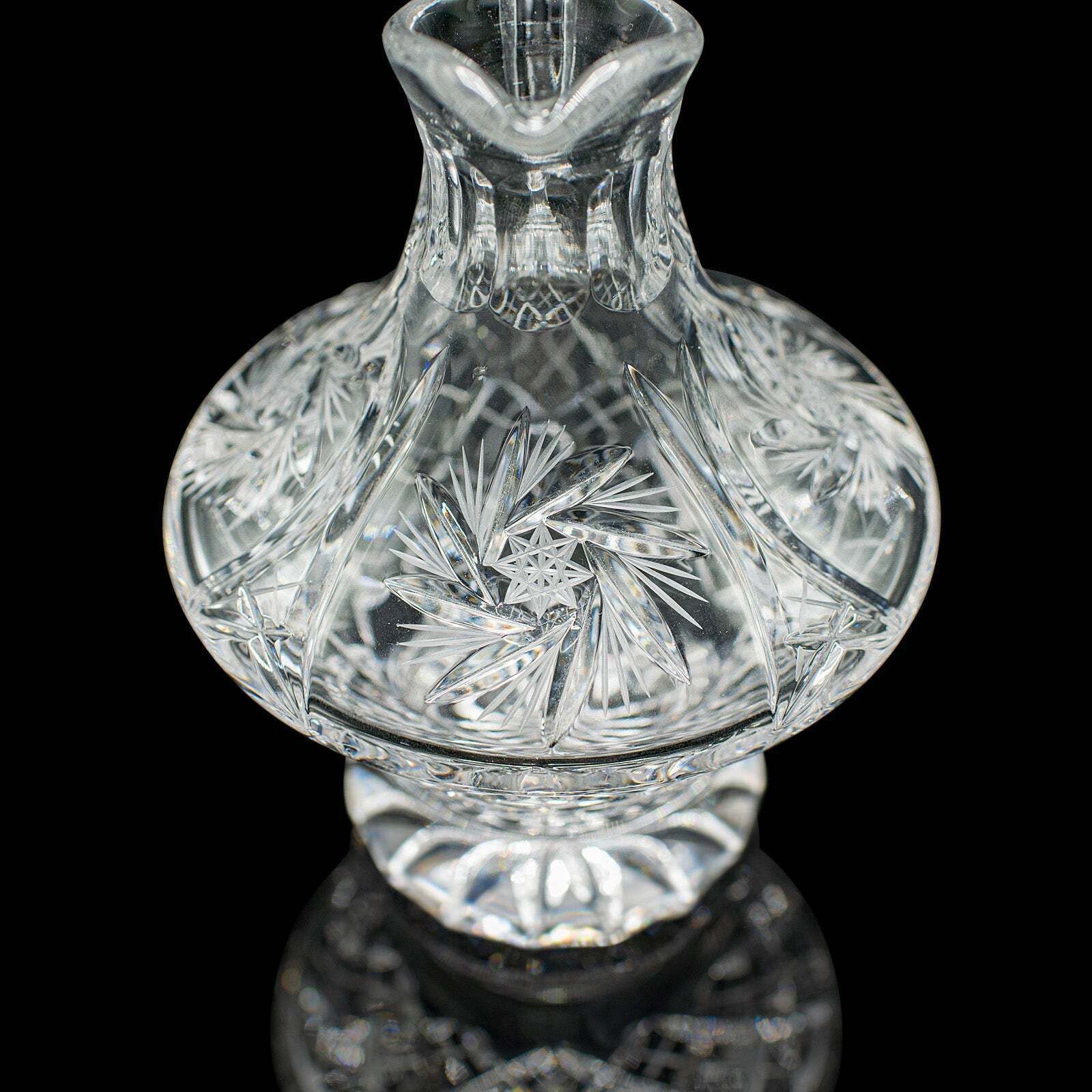 photo for sale Vintage Cut Crystal Whiskey Waterer, English, Mid Century, Pouring Ewer, C.1950