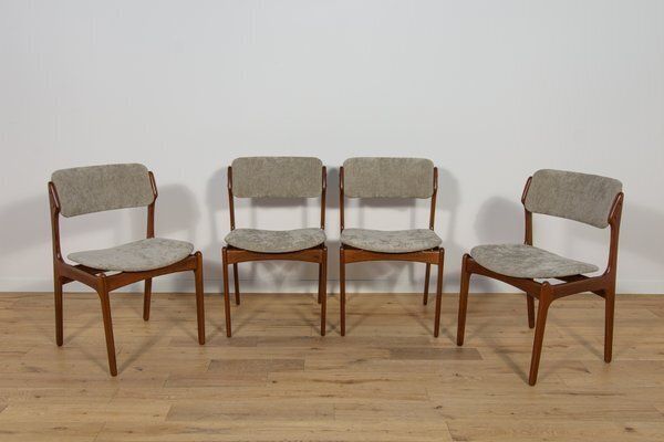 Mid Century Model 49 Dining Chairs In Teak By Erik Buch For Odense Machine Gunning, 1960s, Set Of 4