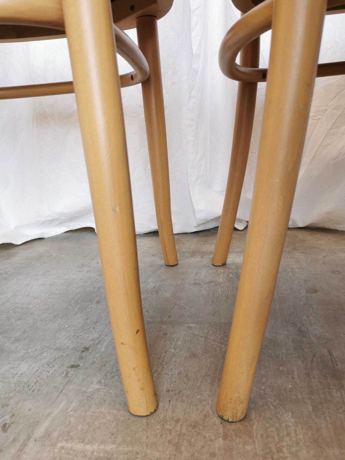 photo for sale Set Of 4 Vintage Dining Chairs / Design Joseph Hoffmann For Thonet / 1970s Italy / Seat And Back In Royal Blue Fabric / Wooden Bentwood Base