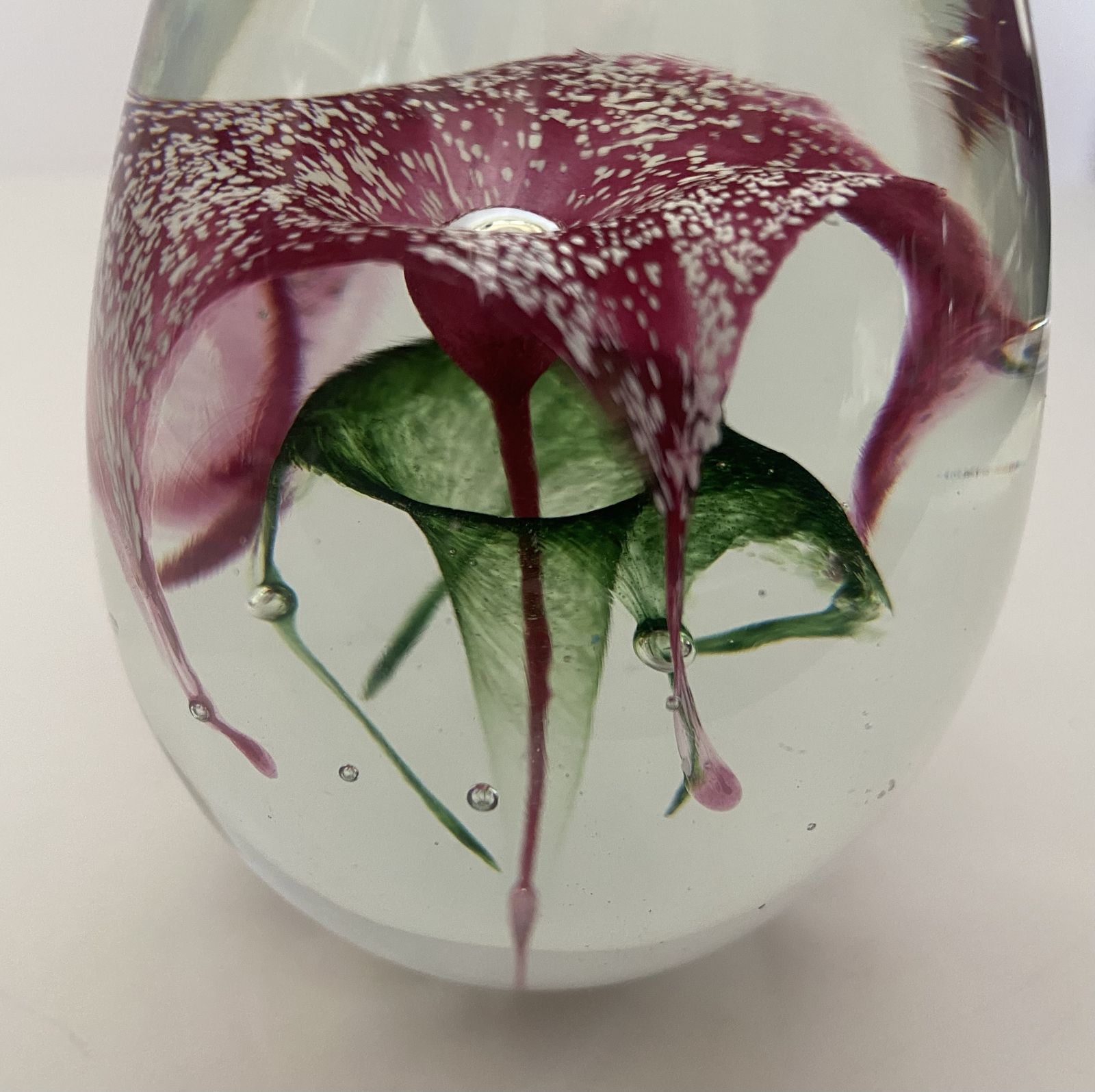photo for sale Paul Critchley, Isle Sculptured Glass, Floral Art Glass Paperweight