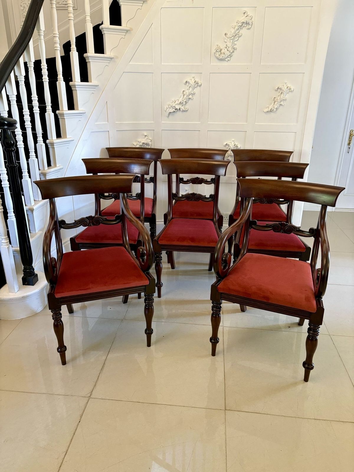 Set Of 8 Antique 19th Century Quality Mahogany Dining Chairs