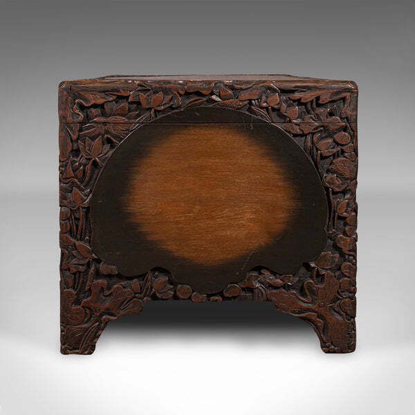 Large Vintage Chinese Carved Chest, Camphorwood Linen Trunk, Art Deco, C.1930 photo Furniture