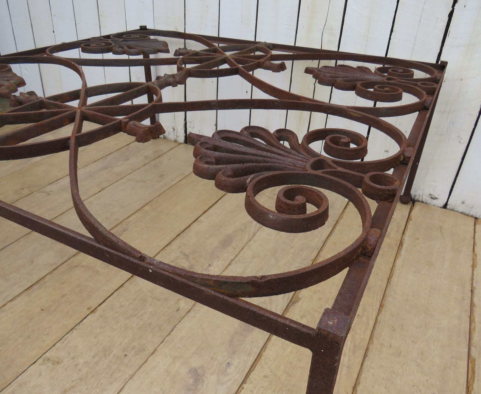 Antique French Grille Glass Top Coffee Table photo vinterior