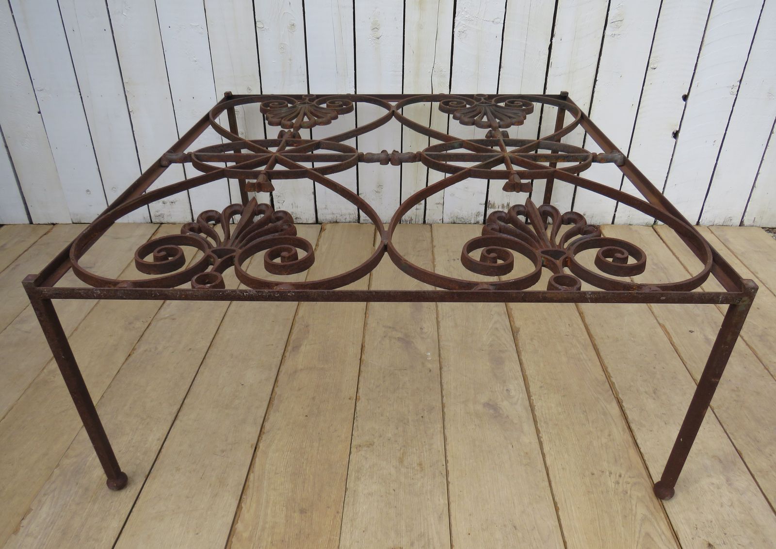 photo buy Antique French Grille Glass Top Coffee Table