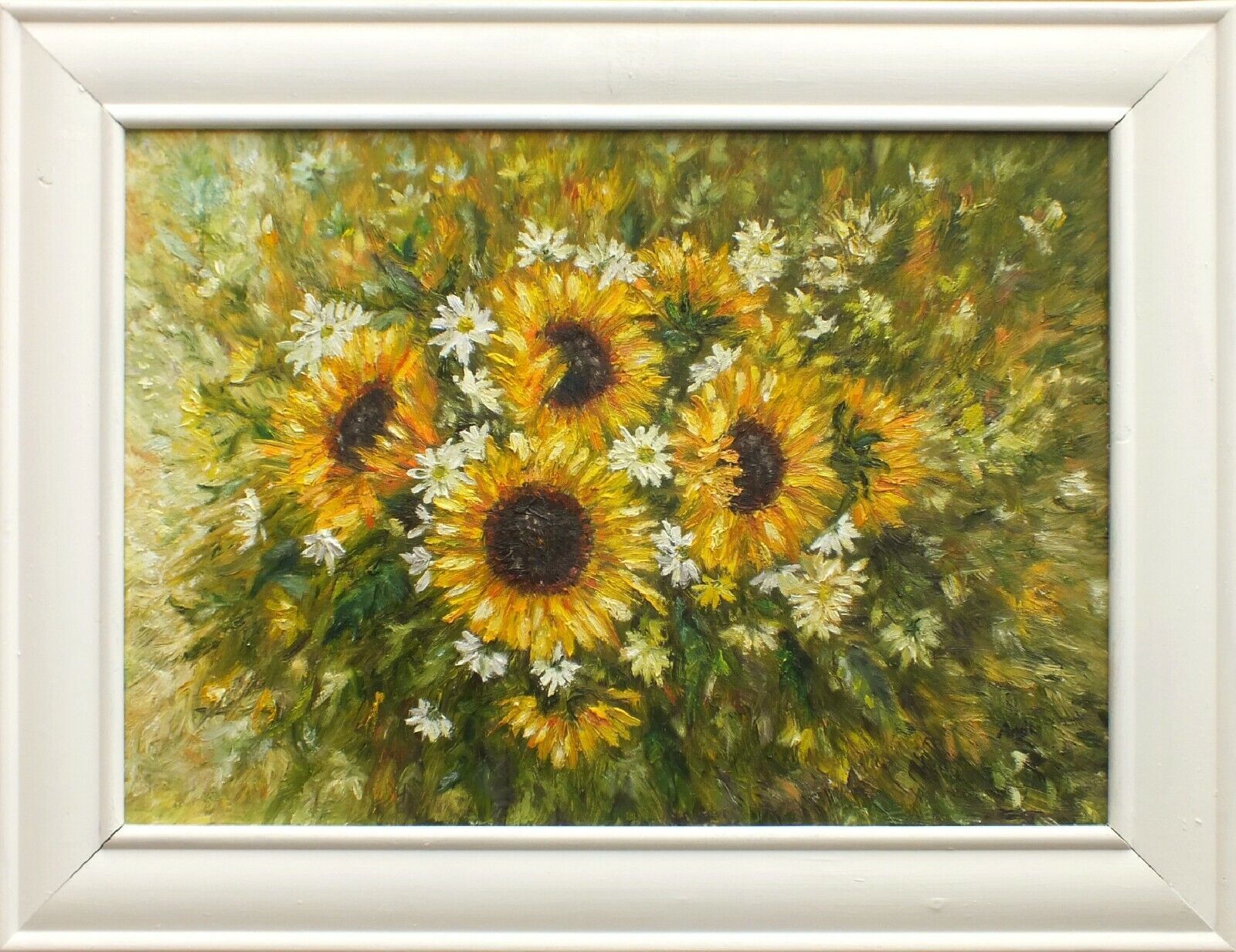 Sunflowers & Marguerites Original Flowers Floral Oil Painting Framed Andi  Lucas photo for sale