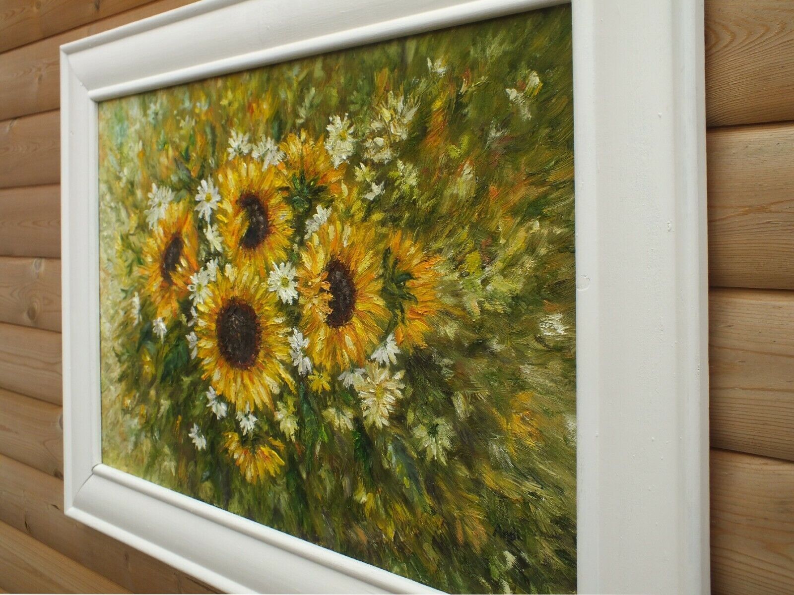 Sunflowers & Marguerites Original Flowers Floral Oil Painting Framed Andi  Lucas photo buy