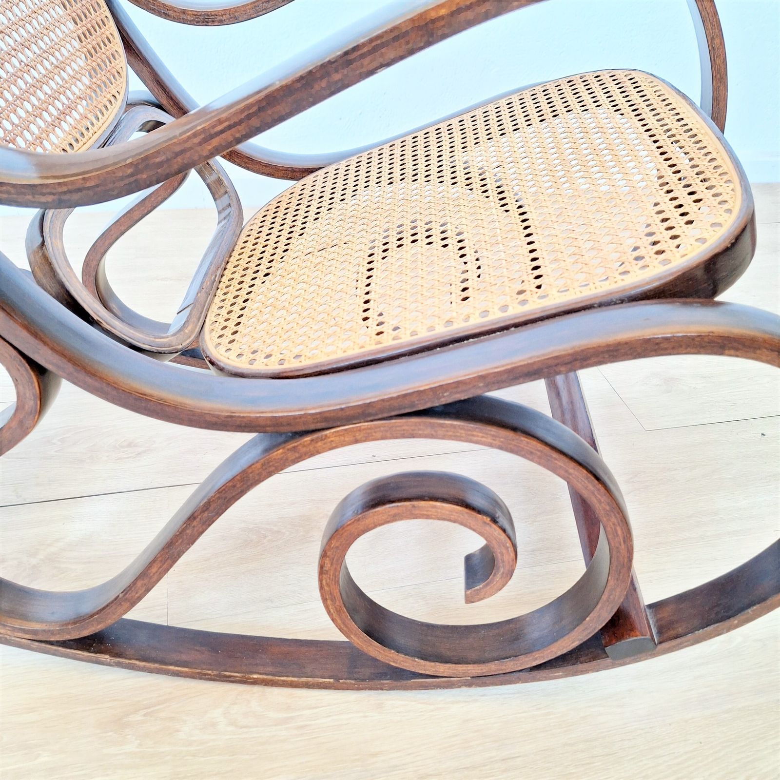 Vintage Rattan Rocking Chair In Thonet Style. 1960   1970 photo vinterior