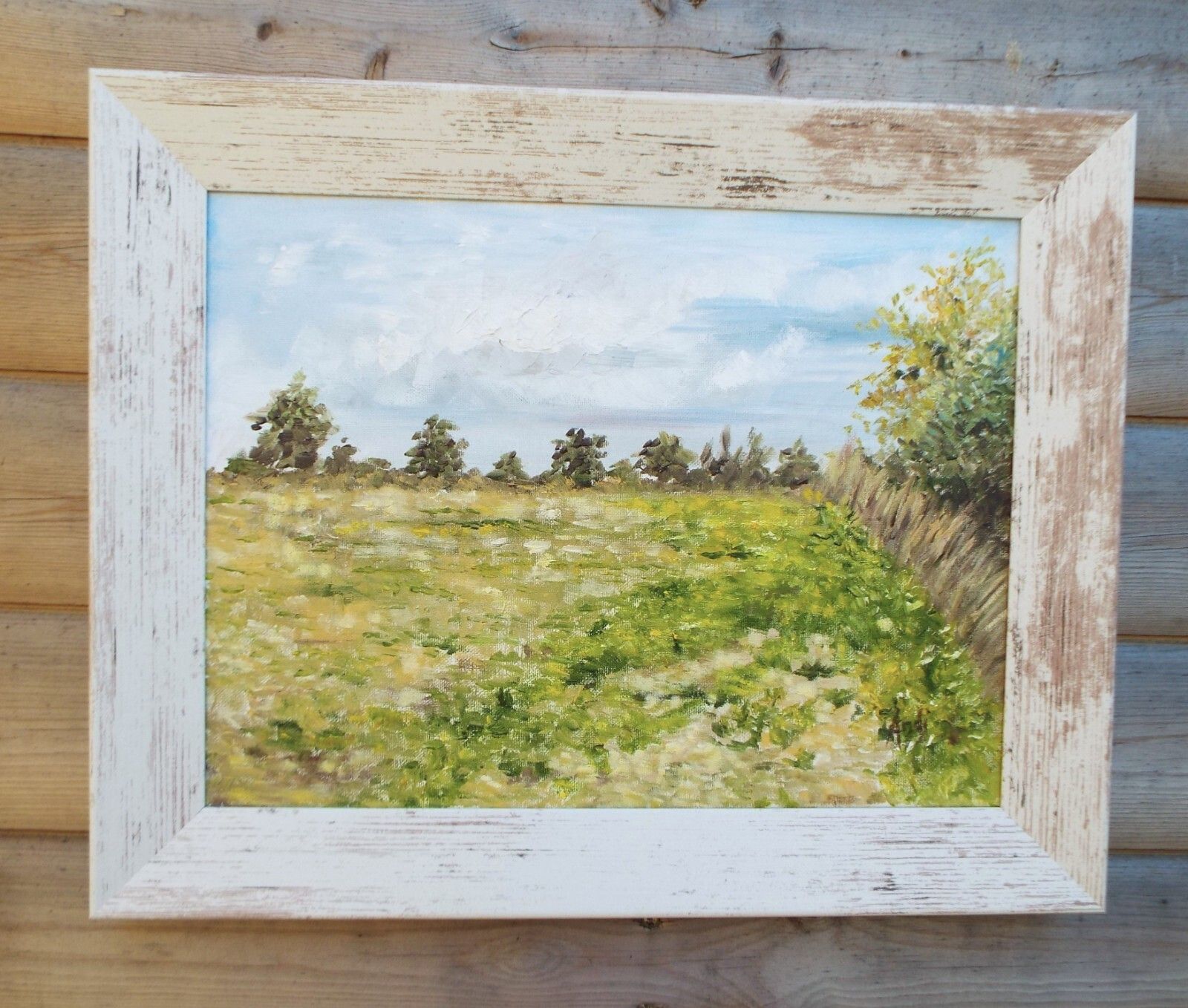 Summer Field Landscape Farm Original Oil Painting Signed Framed Andi J Lucas