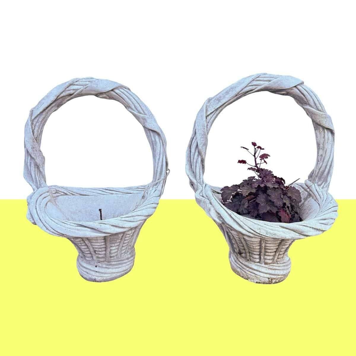 Decorative Weave Garden Basket Vase, 2 Pieces