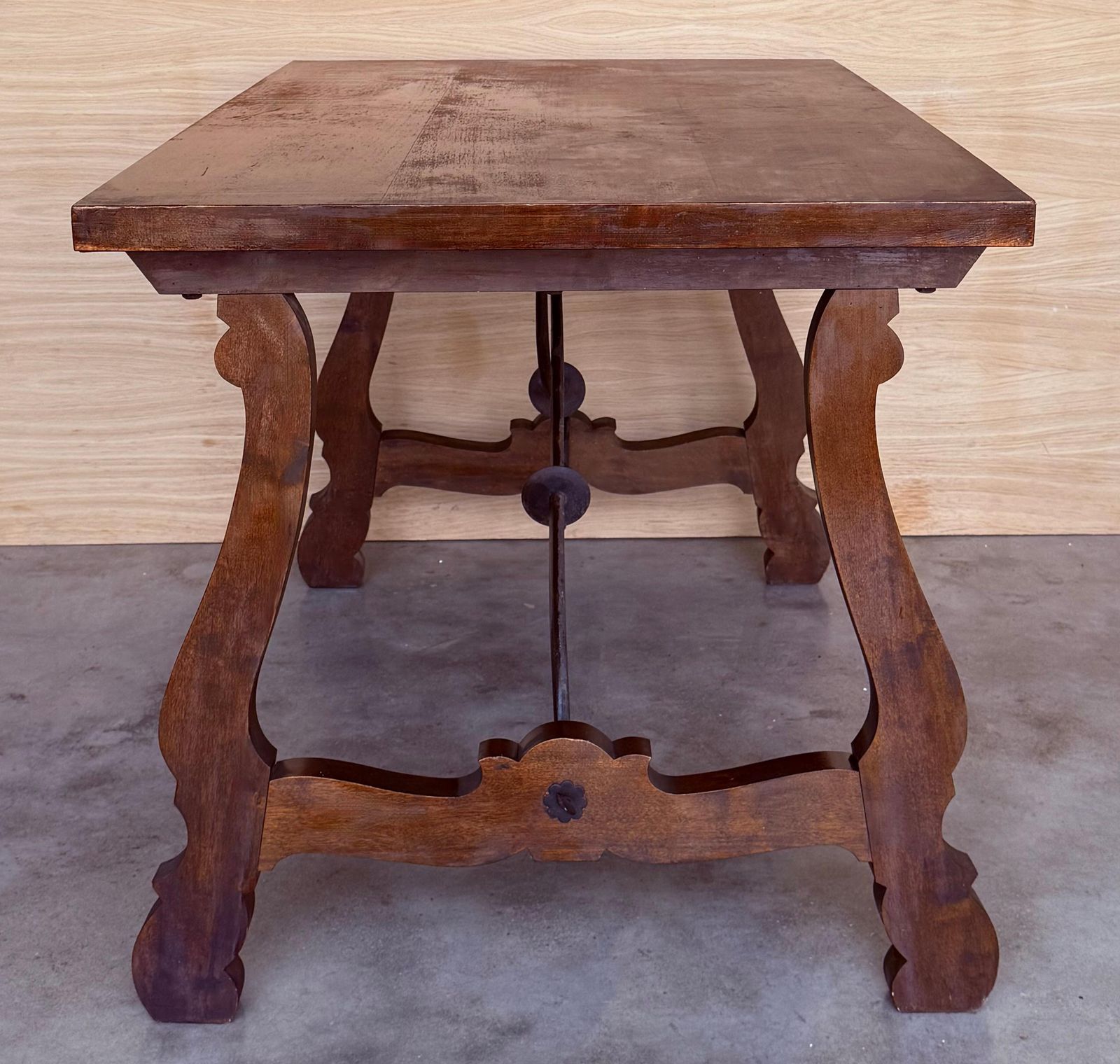 photo for sale 20th Dining Or Console Table Of Walnut With Lyre Legs And Heavy Top, Spain