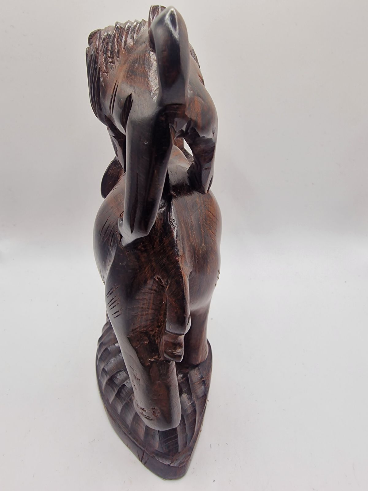Mid Century Hand Carved Rosewood Elephant & Lion Sculpture – Made In India photo furniture
