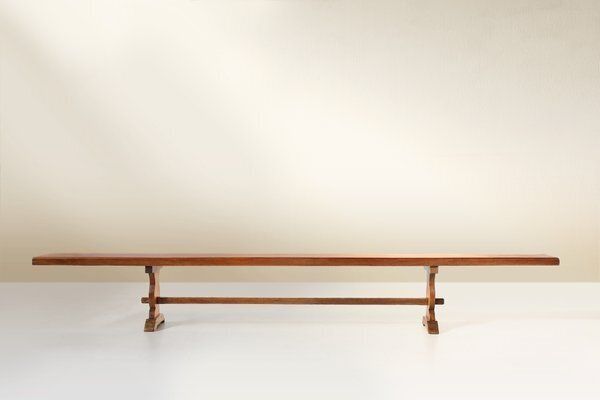 photo furniture Antique French Long Elm Monastery Bench, 1850