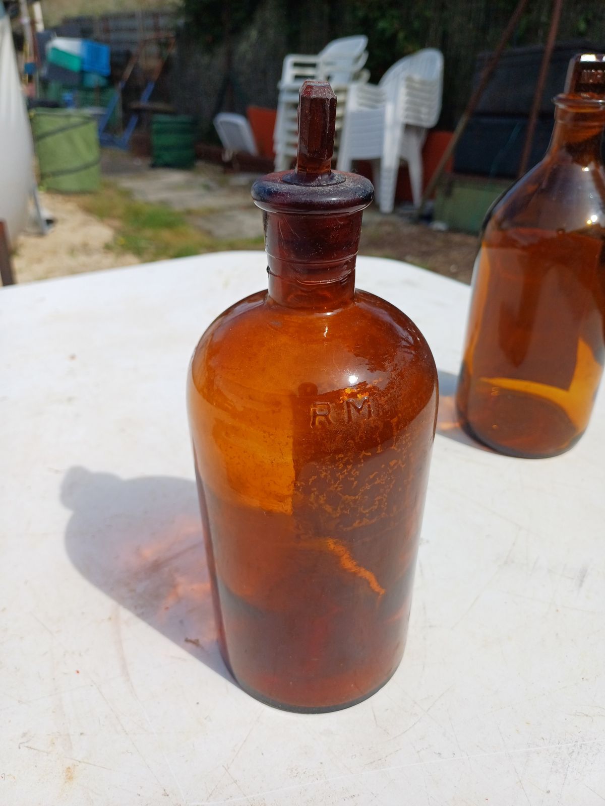 photo buy 2 Brown Glass Pharmacy Bottles Toilet Vinegar And Pharmacy Bonnaure