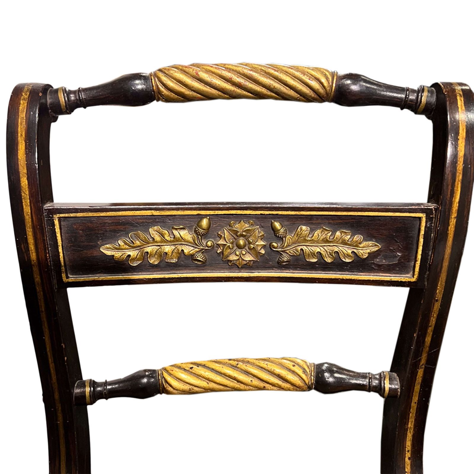 Pair Of Regency Wood And Parcel Gilt Side Chairs With Cane Seats And Loose Cushions photo vinterior