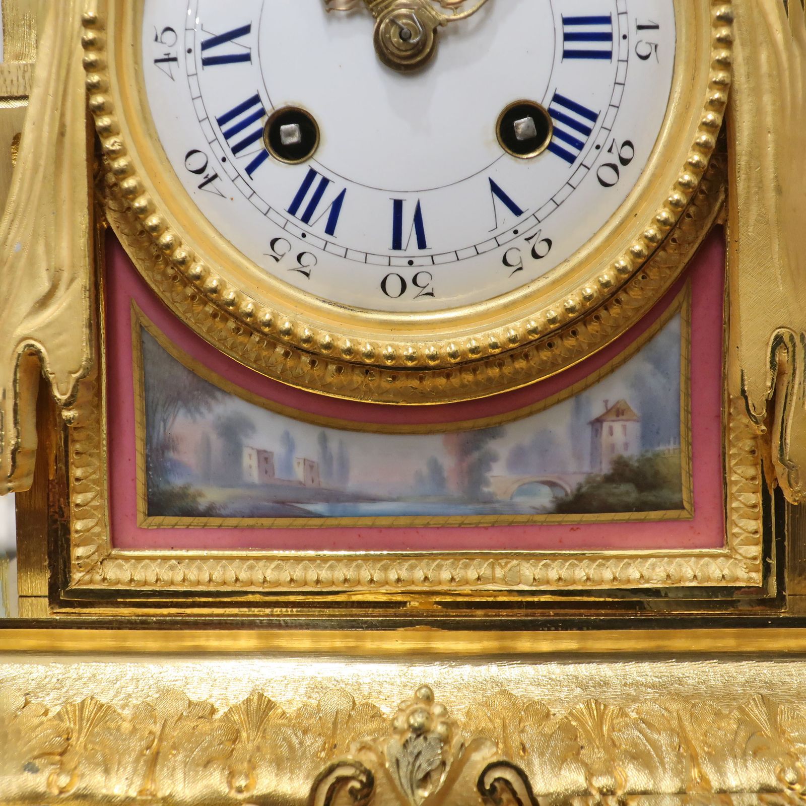 French Bronze Gilt & Porcelain Mantel Clock By Japy Freres photo Home Decor