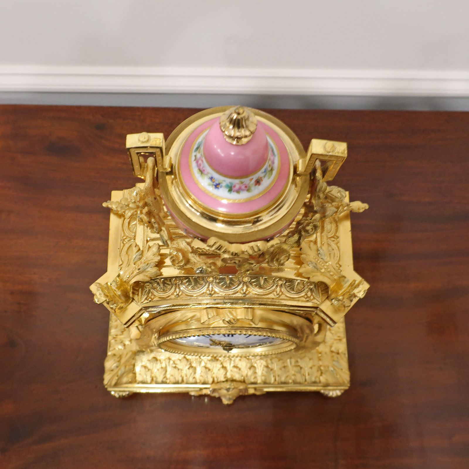 photo vinterior French Bronze Gilt & Porcelain Mantel Clock By Japy Freres