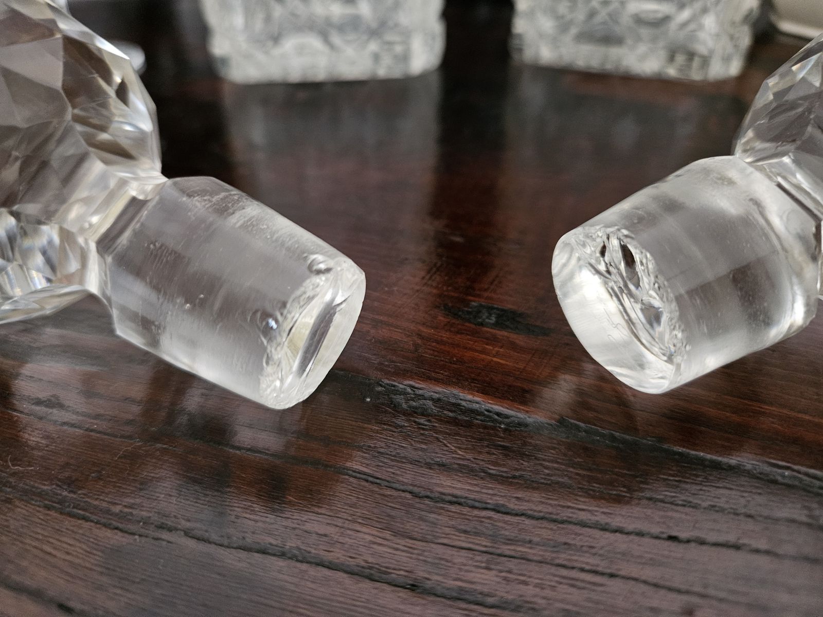 Rare And Exquisite Pair Of Ornate, Antique Crystal Decanters With Ball Stopper photo vintage
