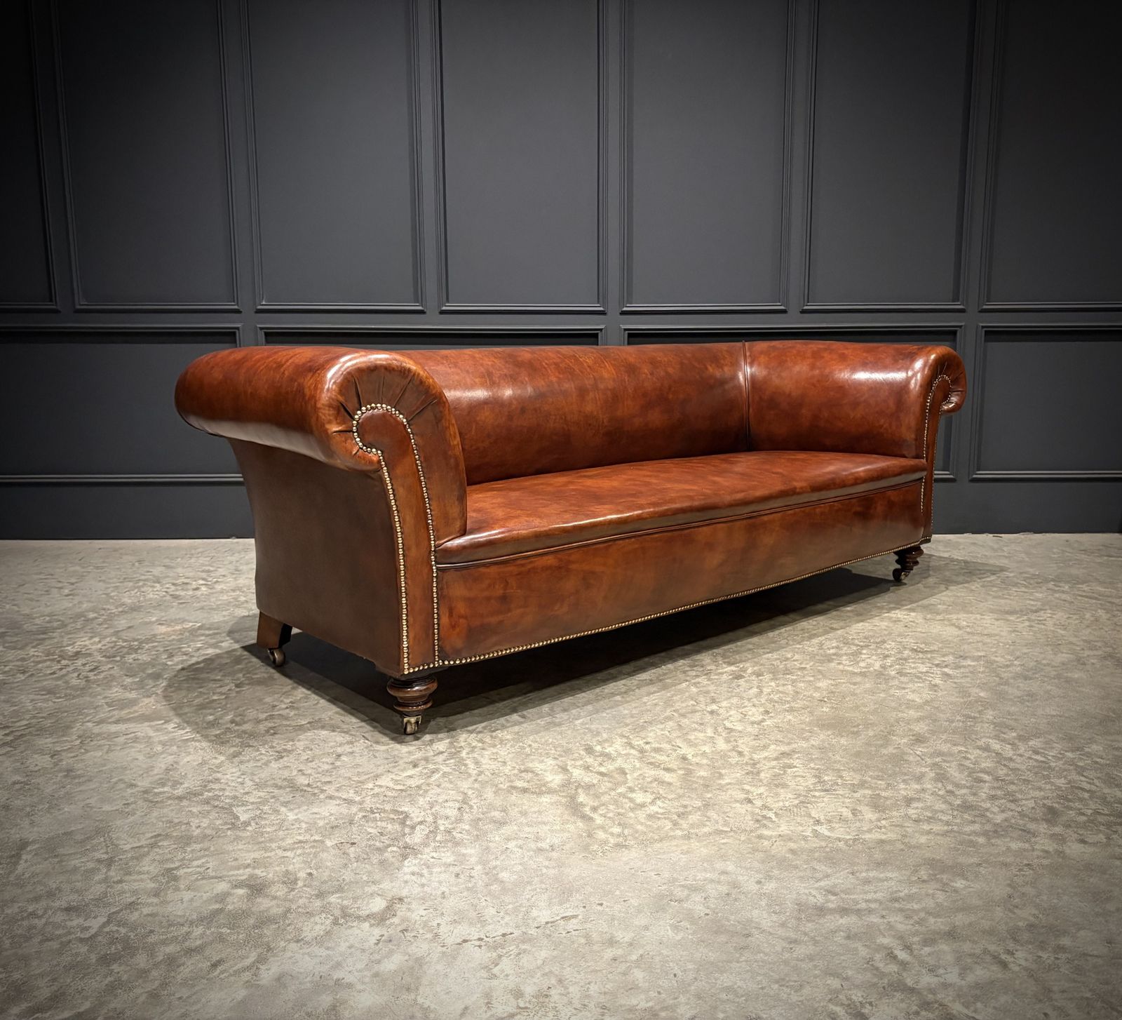 Genuine Victorian Brown Leather Sofa photo furniture
